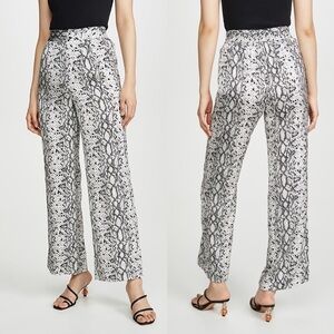 Good American Snakeskin Printed Satin Wide Leg Pants Python Black & White Size 0